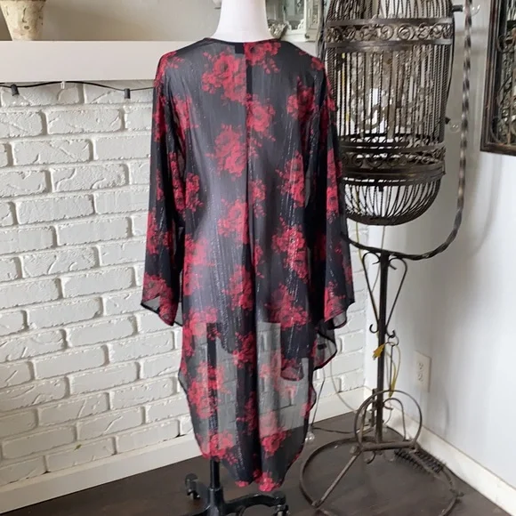 TORRID FLORAL SHIRTTAIL FLOWY KIMONO PLUS SIZE 1X 2X EXCELLENT - Picture 4 of 6